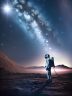 科幻电影《星际迷途》海报，宇宙星云背景下宇航员孤身漂浮，画面震撼冷峻